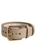 Dolce & Gabbana Calfskin Leather with Gold Buckle Belt — Beige