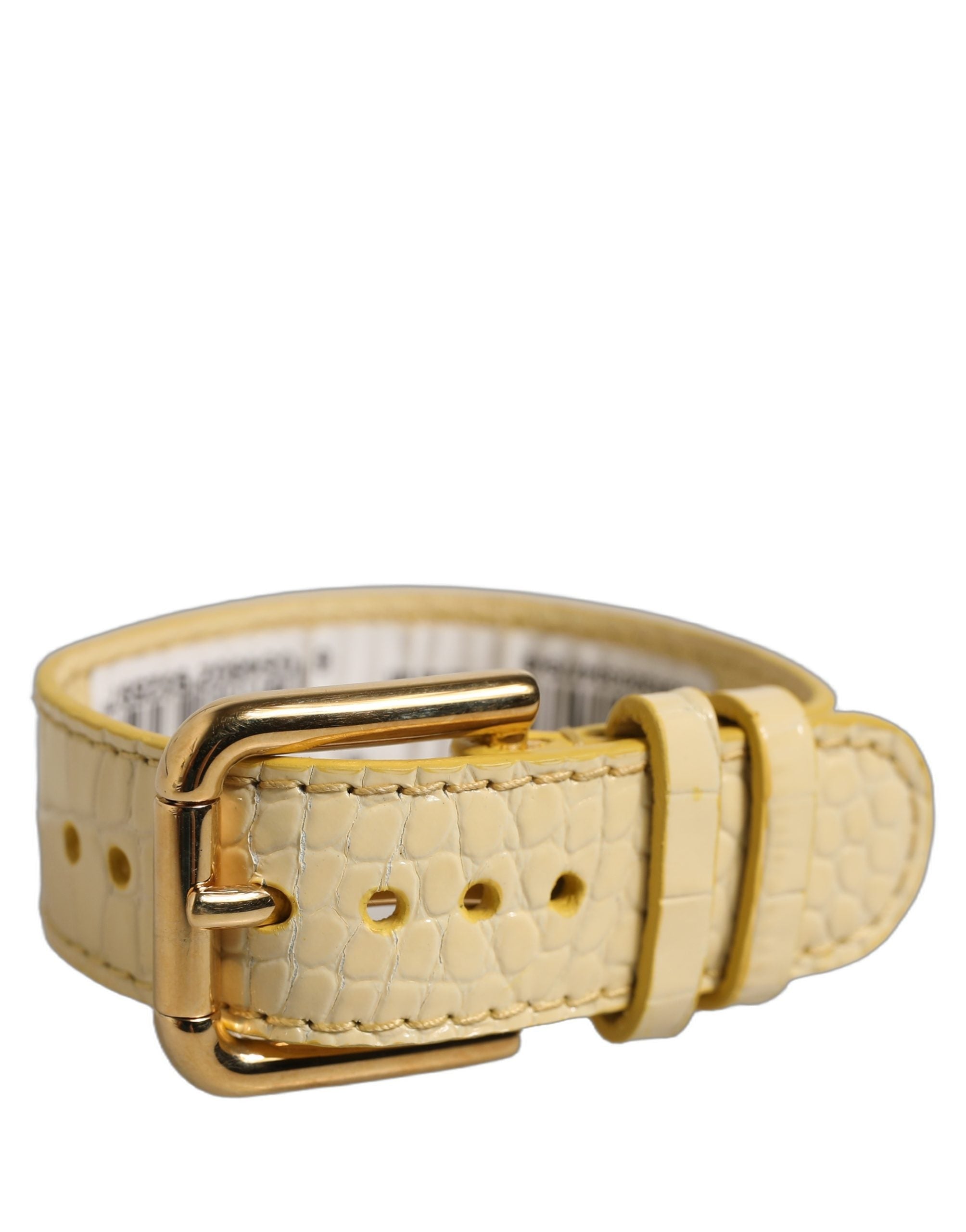 Dolce & Gabbana Crocodile-Embossed Calf Leather Belt — Beige