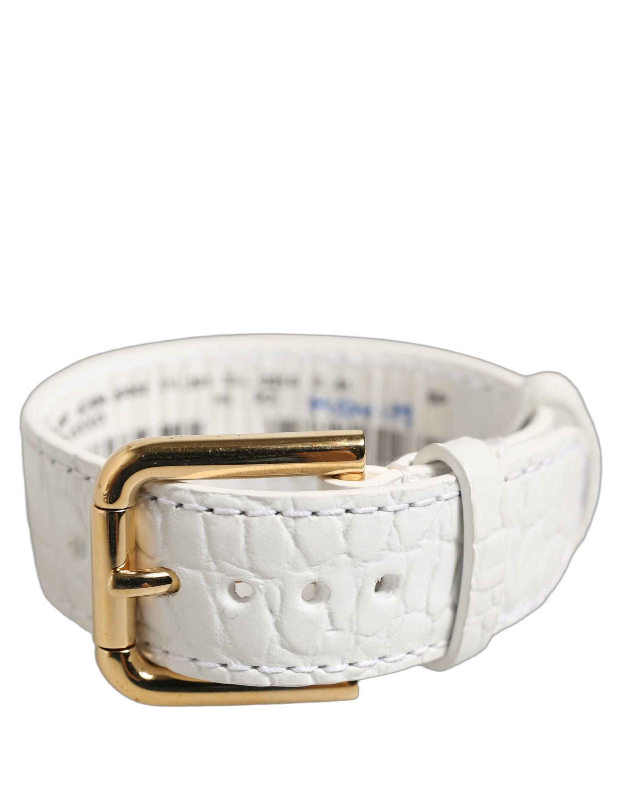 Dolce & Gabbana Crocodile-Embossed Calf Leather Belt — White