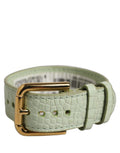 Dolce & Gabbana Croc-Embossed Leather Belt — Green