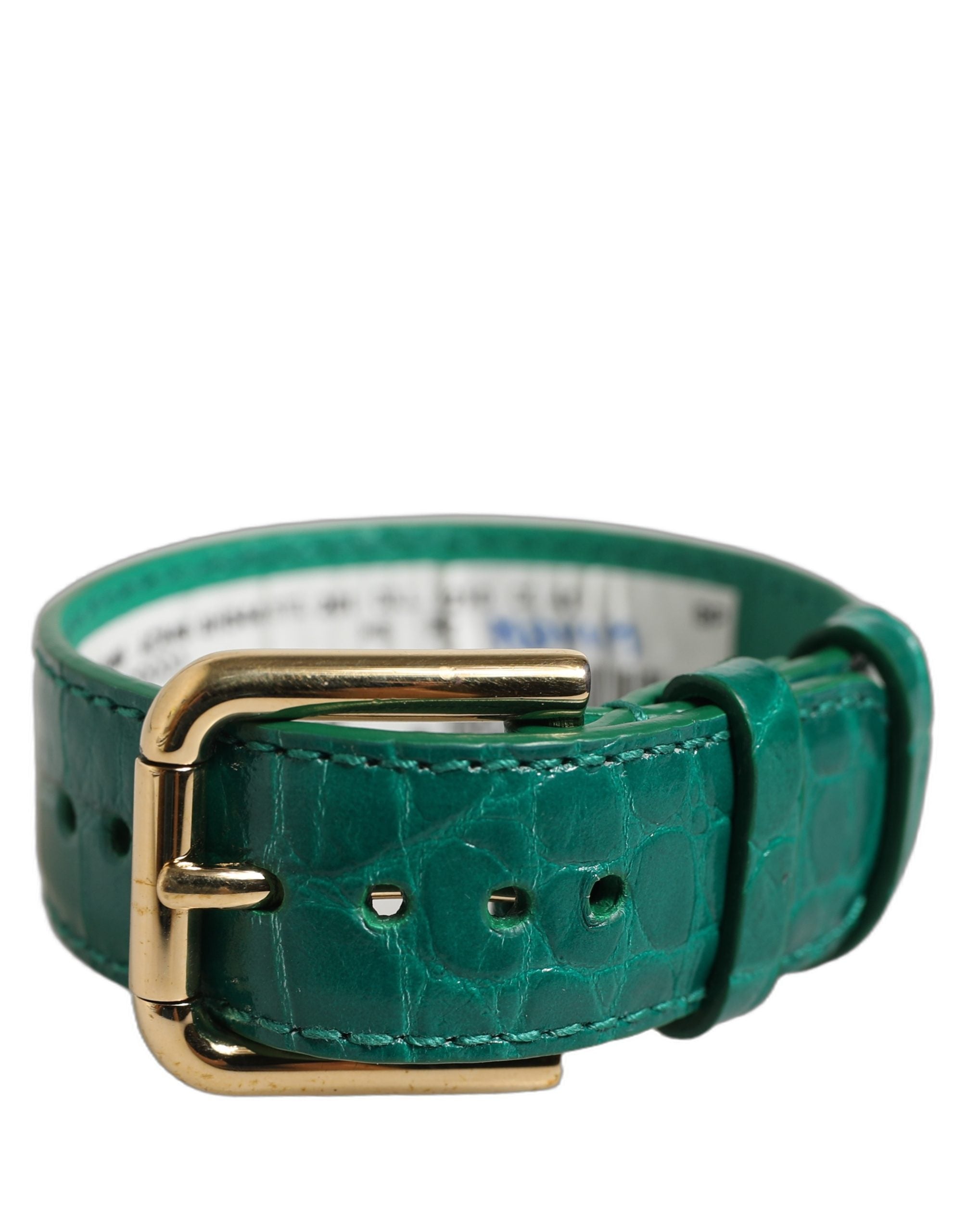 Dolce & Gabbana Croc-Embossed Leather Bracelet — Green
