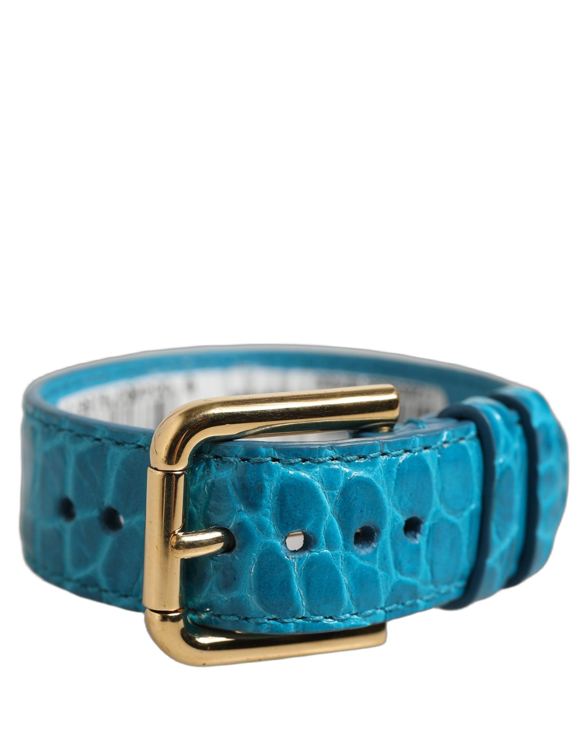 Dolce & Gabbana Croc-Embossed Calf Leather Belt — Blue