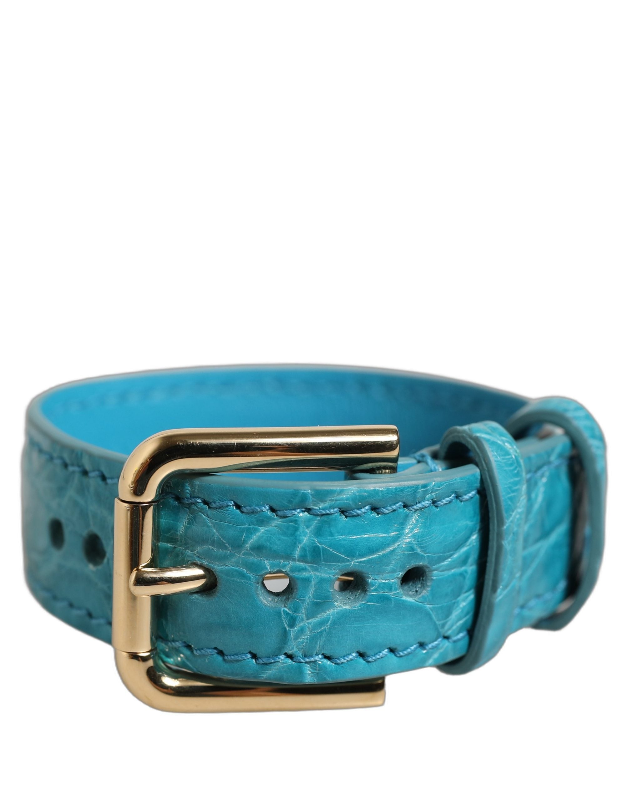 Dolce & Gabbana Caiman Leather Belt — Turquoise
