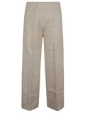 Circus Hotel Wide-Leg Viscose Trousers — Beige