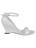 Ferragamo Patent Leather Wedge Wedge Sandal — White