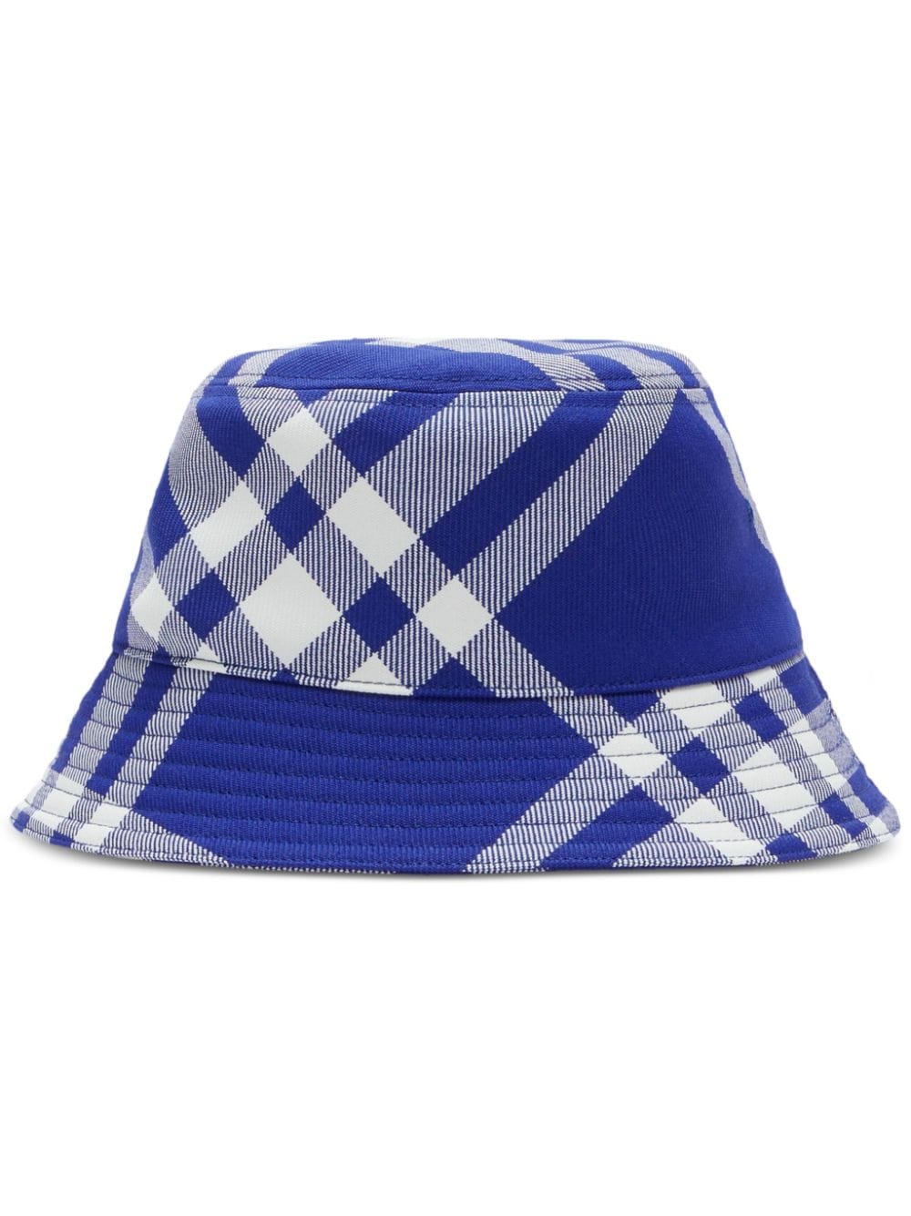 Burberry Check Pattern Bucket Hat — Blue