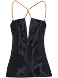 Ferragamo Satin Crossover Tank Top — Black