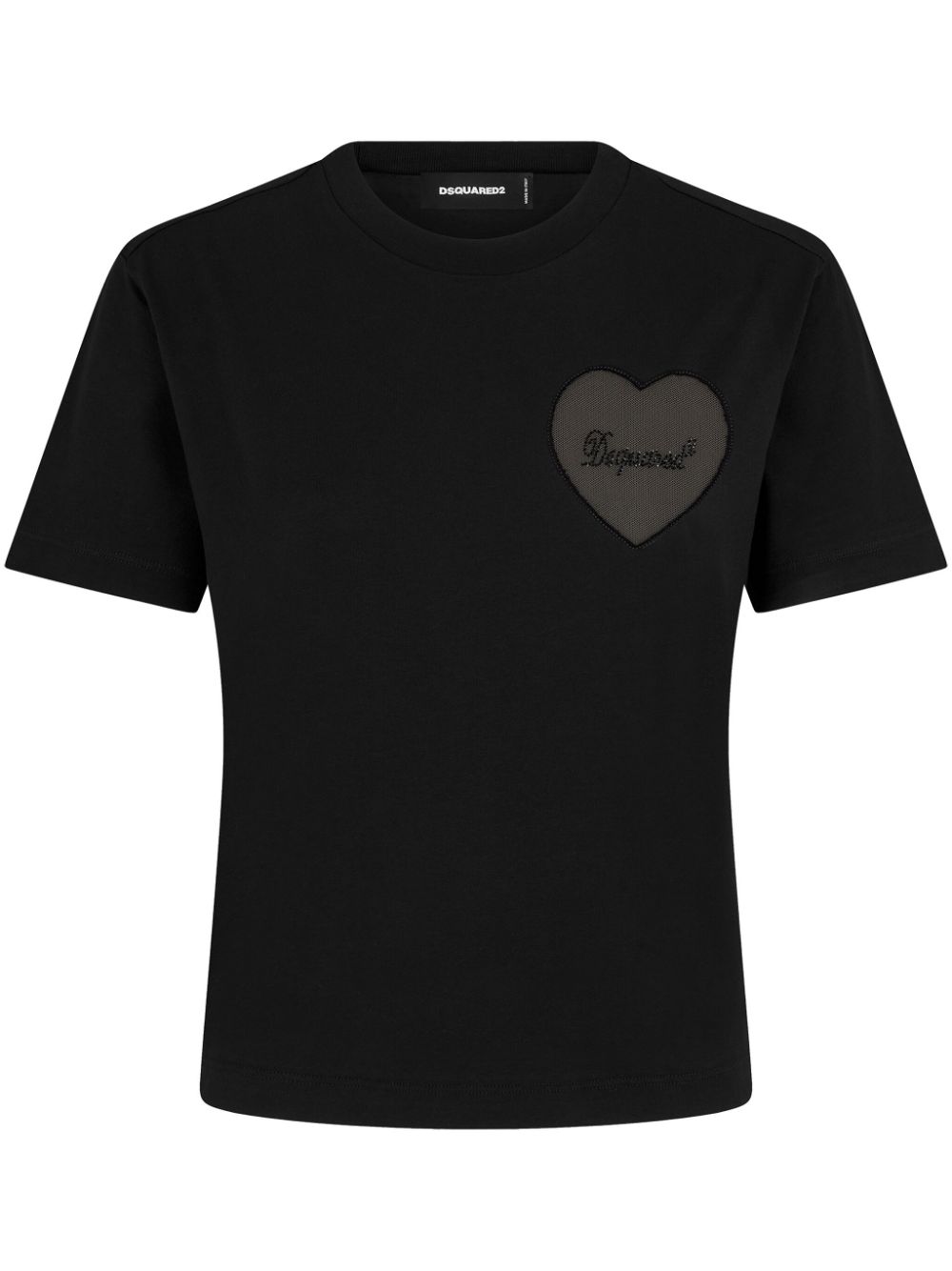 Dsquared2 Heart-Appliqué Cotton T-shirt — Black
