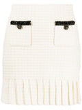 Self-Portrait Sequin-Embellished Waffle-Knit Skirt — Cream