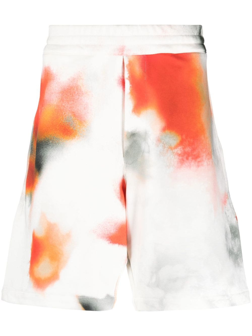Alexander McQueen Tie-Dye Cotton Bermuda Shorts — white