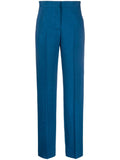 Tory Burch Tailored High-Waisted Trousers — Blue