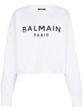 Balmain Logo-Print Cotton Sweatshirt — White