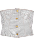 Ganni Silver Foil Denim Corset — Silver