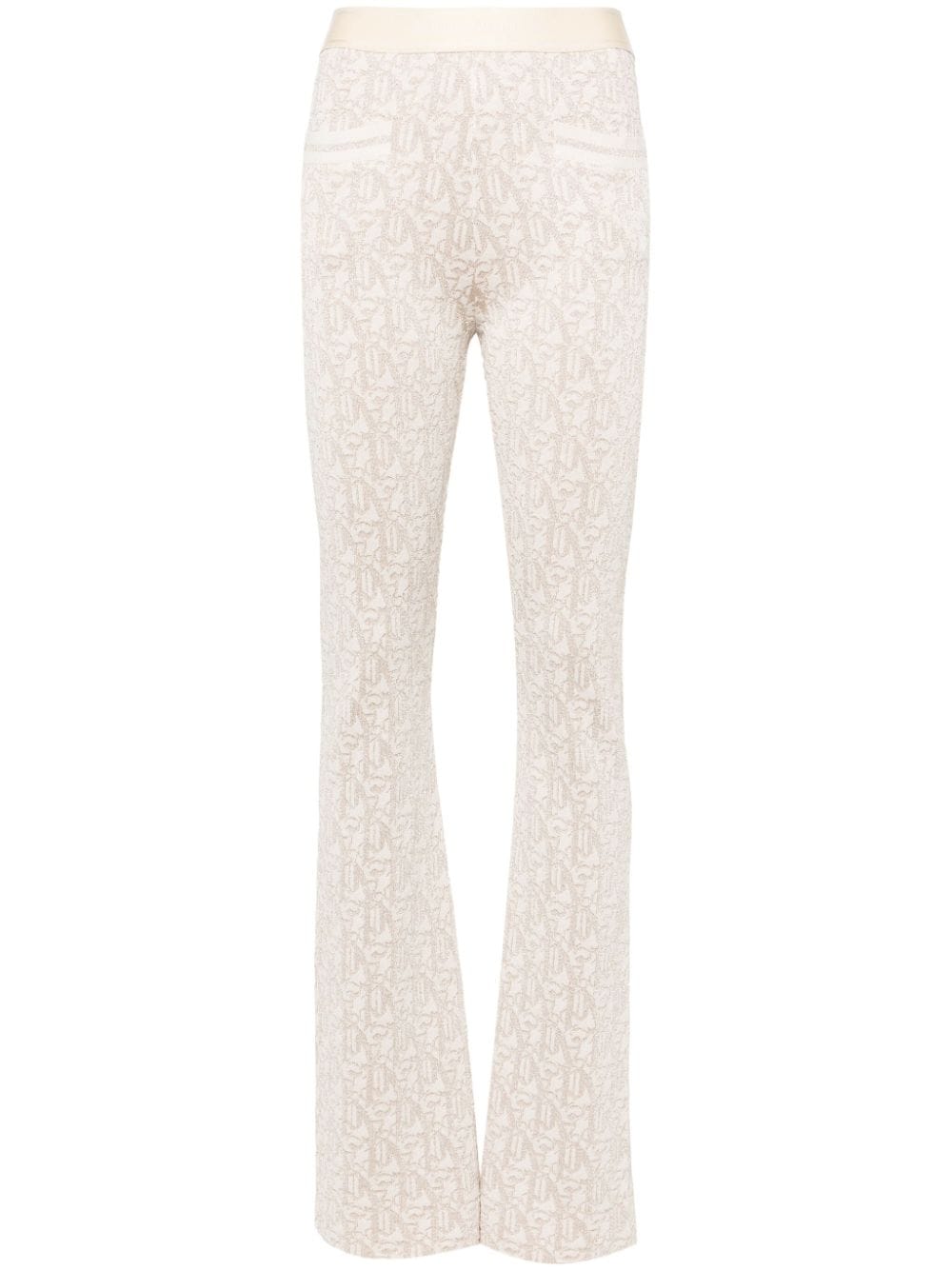 Palm Angels Monogram Jacquard Knit Trousers — Beige