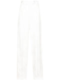 The Attico Logo Jacquard Satin Trousers — White