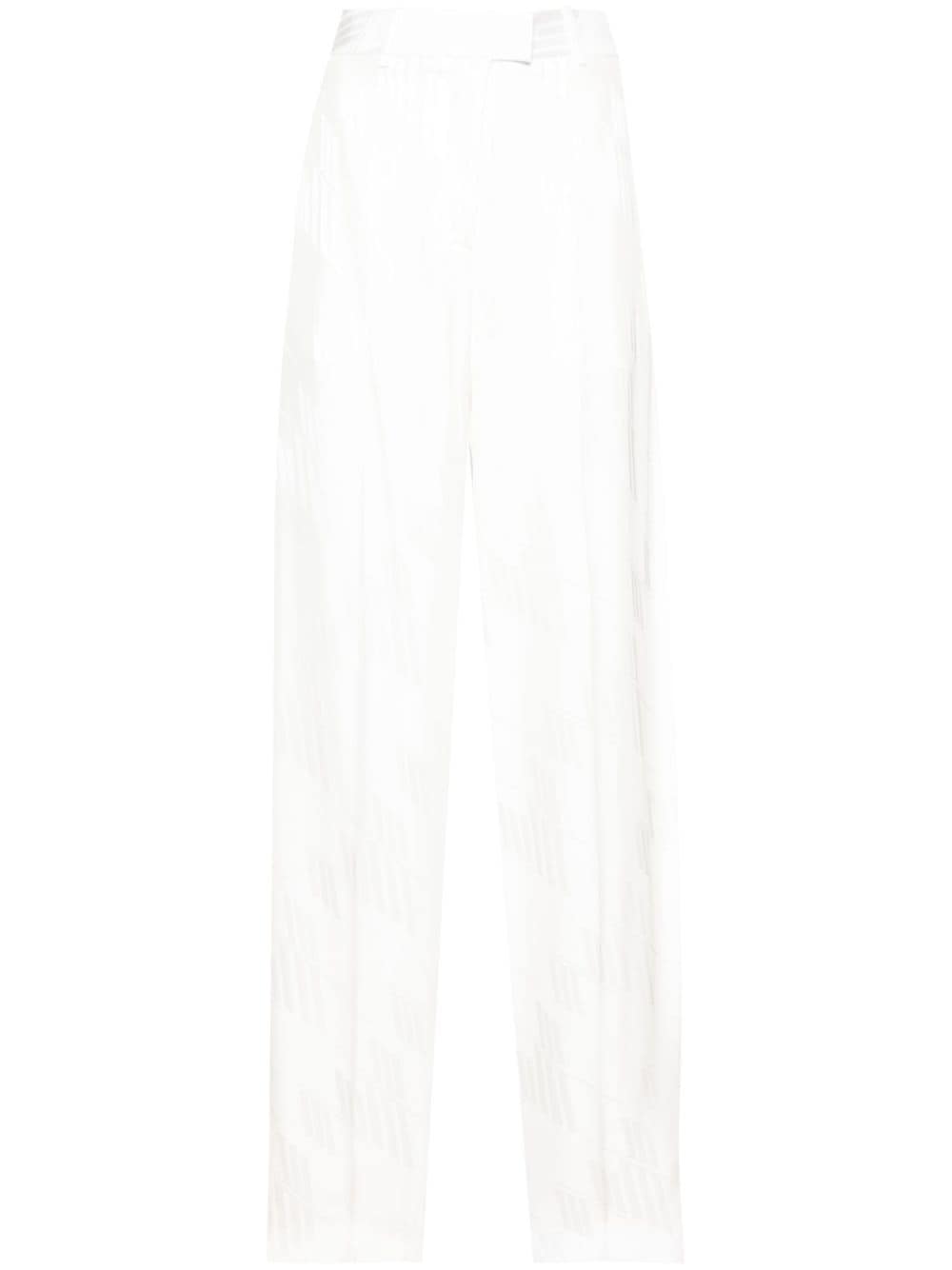 The Attico Logo Jacquard Satin Trousers — White