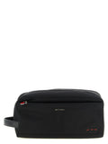 Kiton Polyamide with Leather Trim Travel Wallet — Black