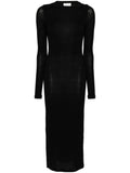 Saint Laurent Wool Blend Fine Knit Dress — Black