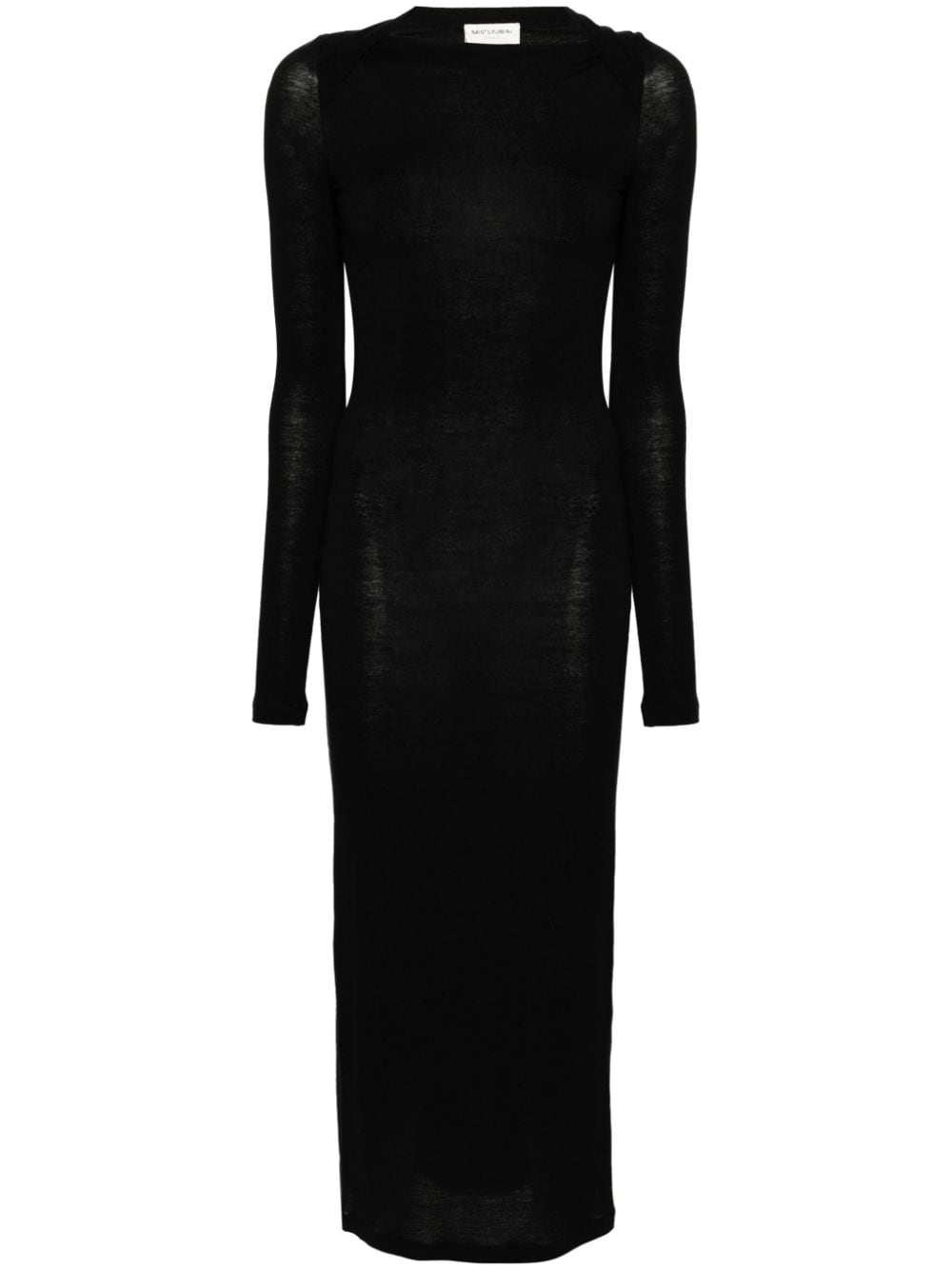 Saint Laurent Wool Blend Fine Knit Dress — Black