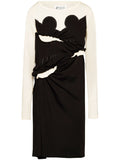 Maison Margiela Ruched Graphic Jersey Dress — Off-White