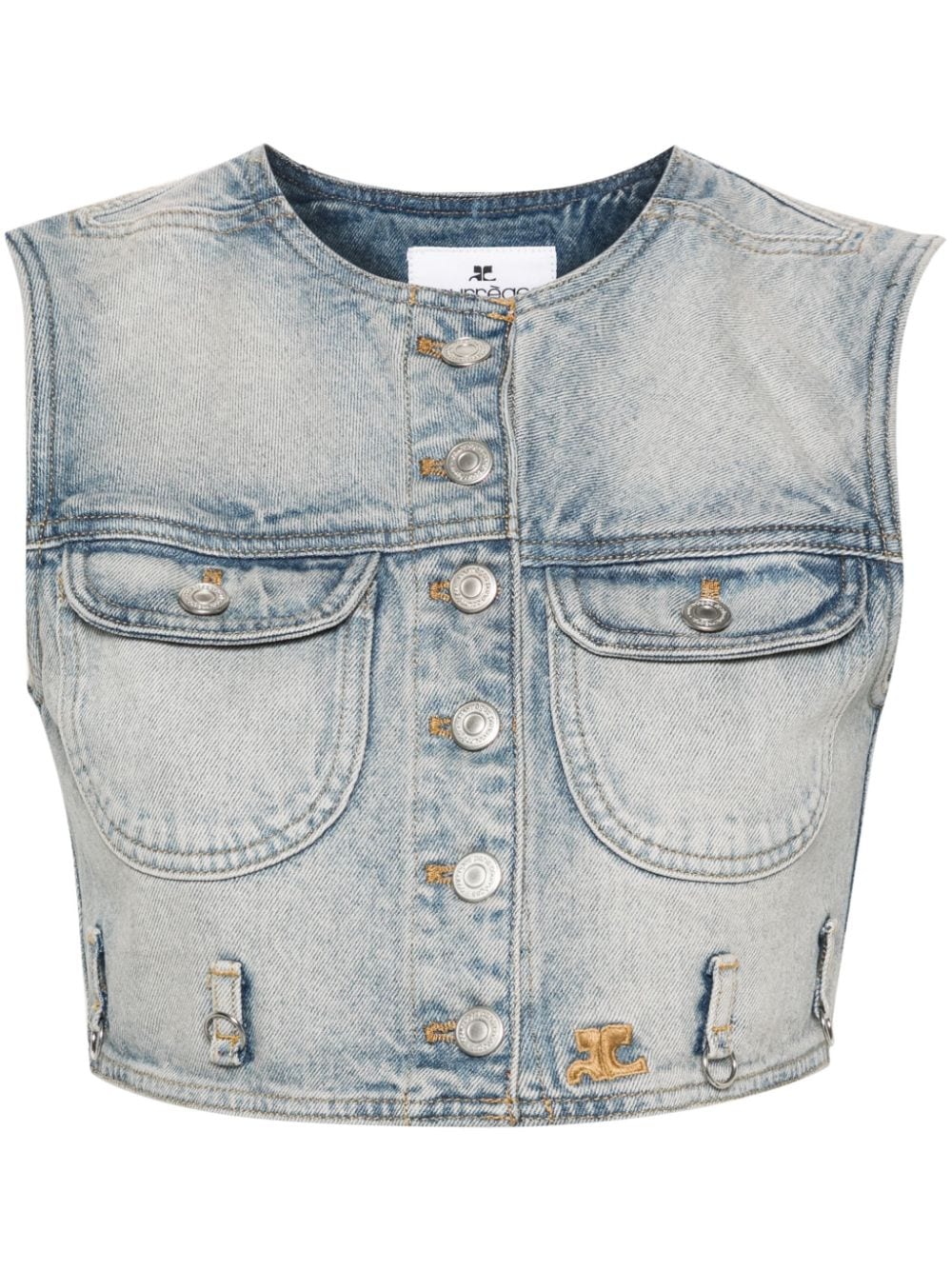 Courreges Pre Denim Cropped Vest — light blue