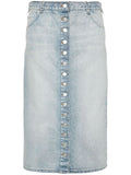 Courreges Pre Button-Front Denim Skirt — Light Blue