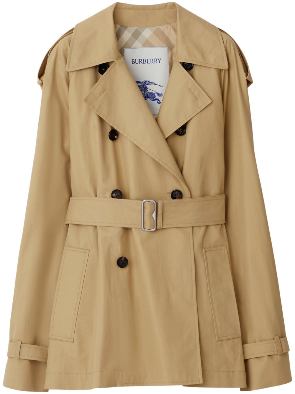 Burberry Belted Cotton Trench Coat — Beige