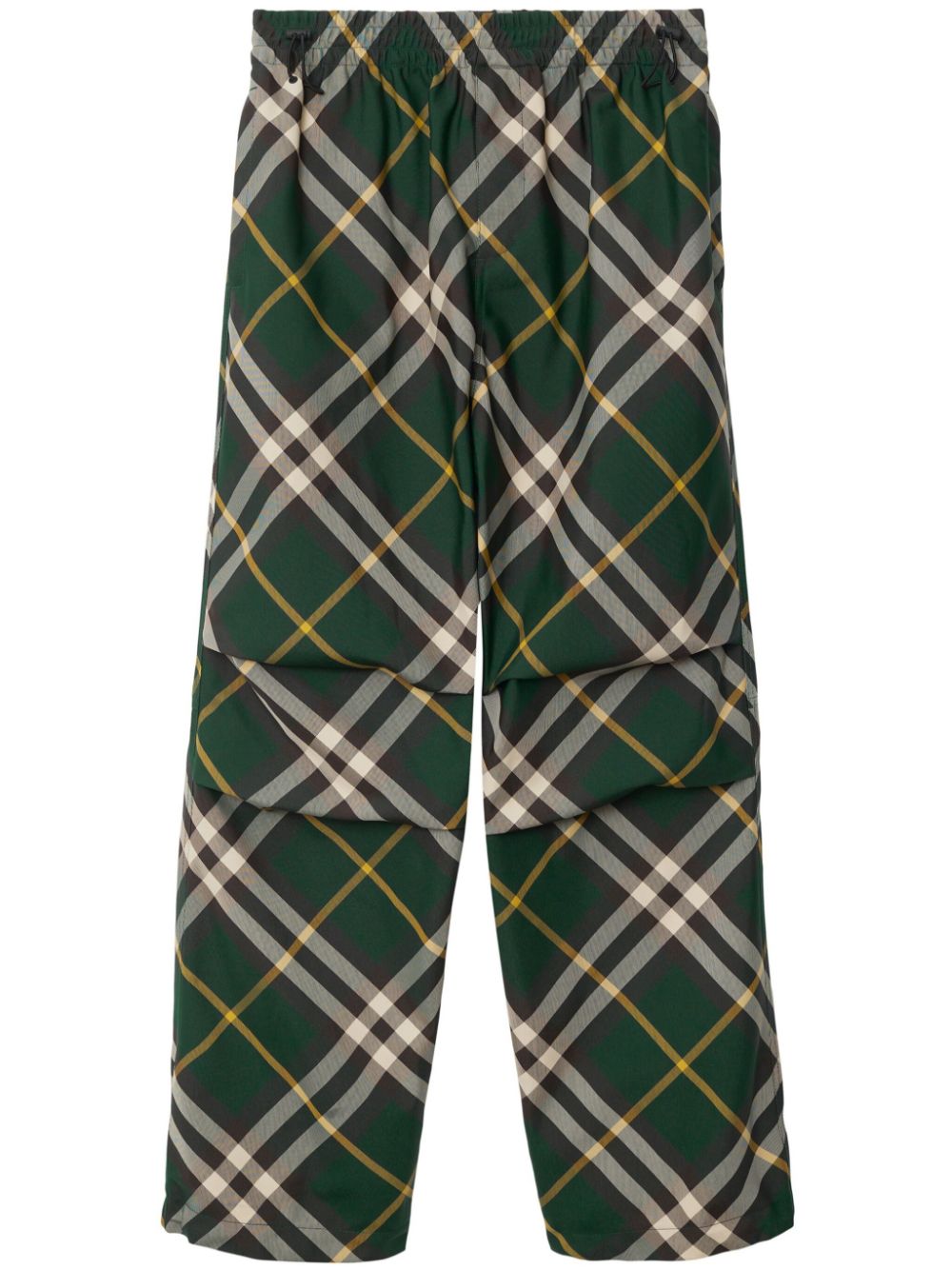 Burberry Dark Green Check Trousers — green