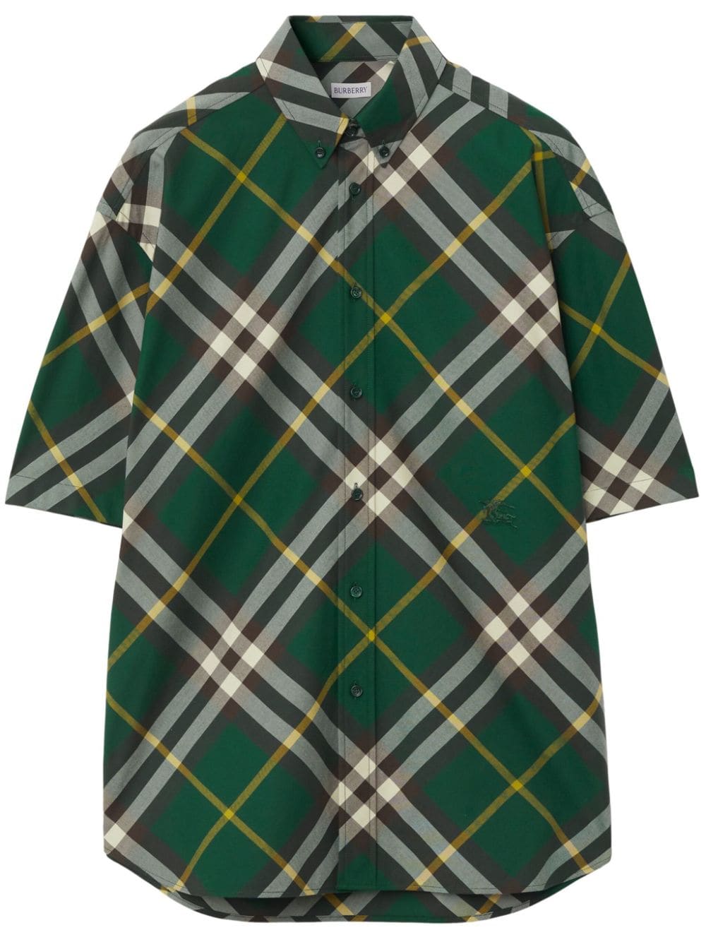 Burberry Check-Pattern Cotton Shirt — Green