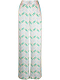 Casablanca Ping Pong Printed Silk Trousers — Pink