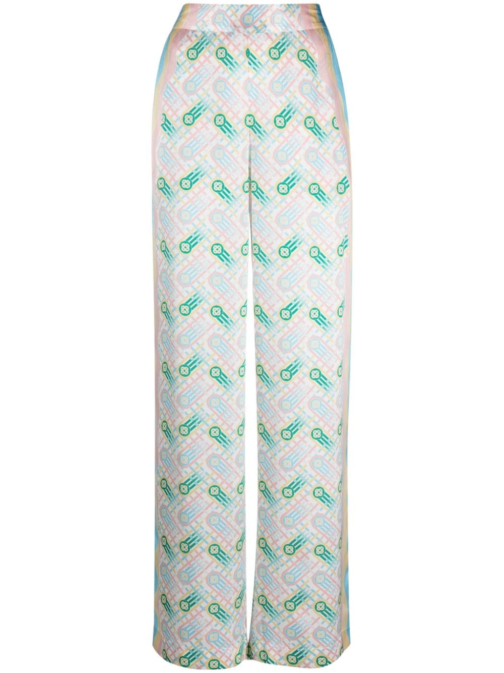 Casablanca Ping Pong Printed Silk Trousers — Pink