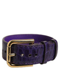 Dolce & Gabbana Croc-Embossed Calf Leather Belt — Purple