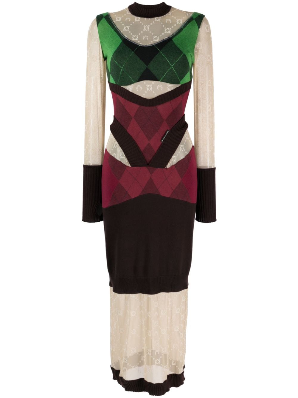 Marine Serre Regenerated Lozenge-Knit Dress — black