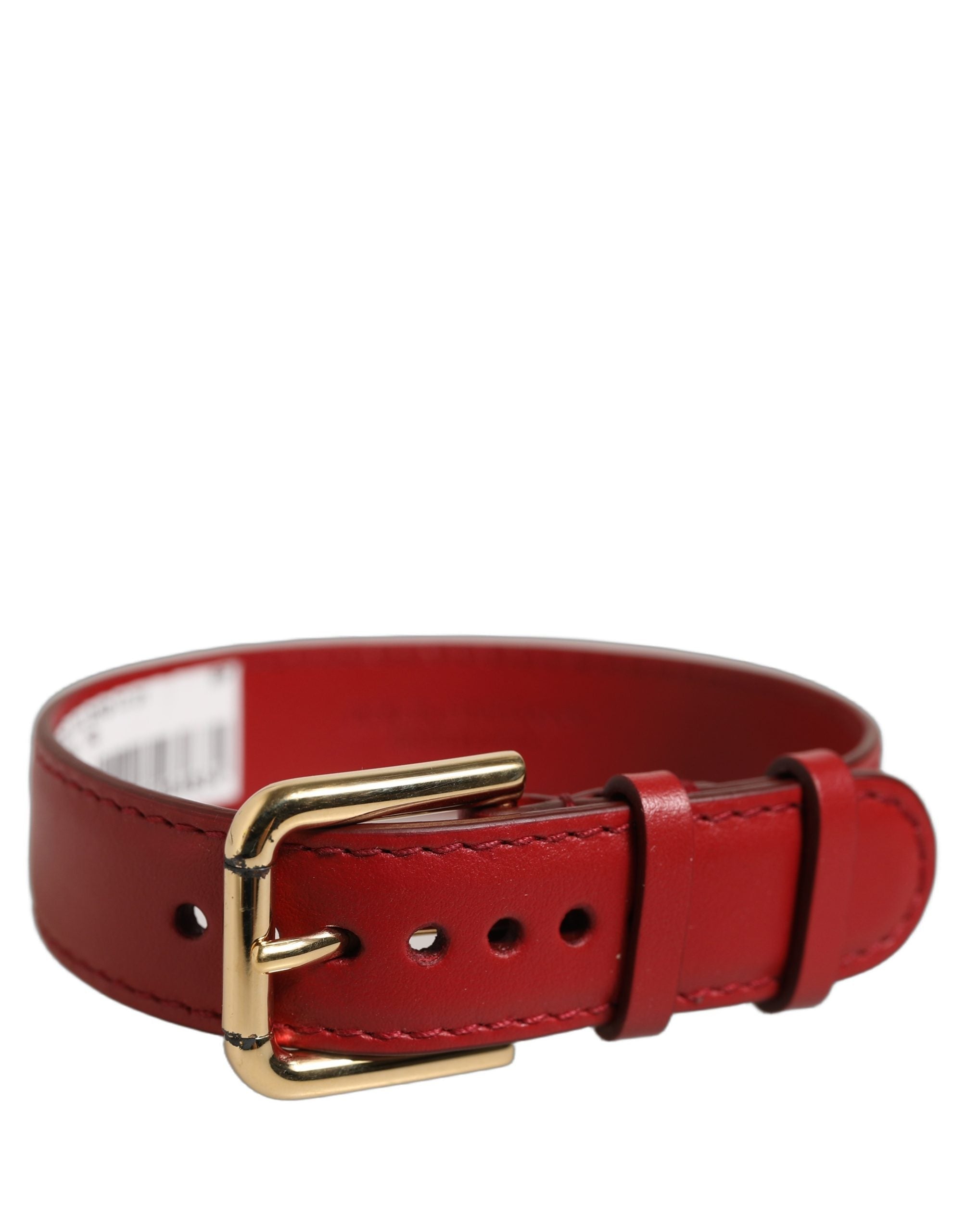 Dolce & Gabbana Calf Leather Gold Buckle Belt — Red