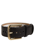 Dolce & Gabbana Calfskin Leather Gold-Buckle Belt — Black