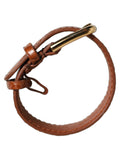 Dolce & Gabbana Textured Caiman Leather with Gold Buckle Belt — Brown