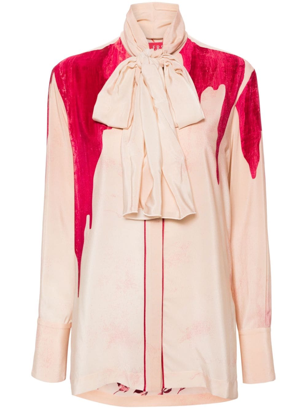 F.R.S . Color-Block Printed Crepe de Chine Shirt — Pink