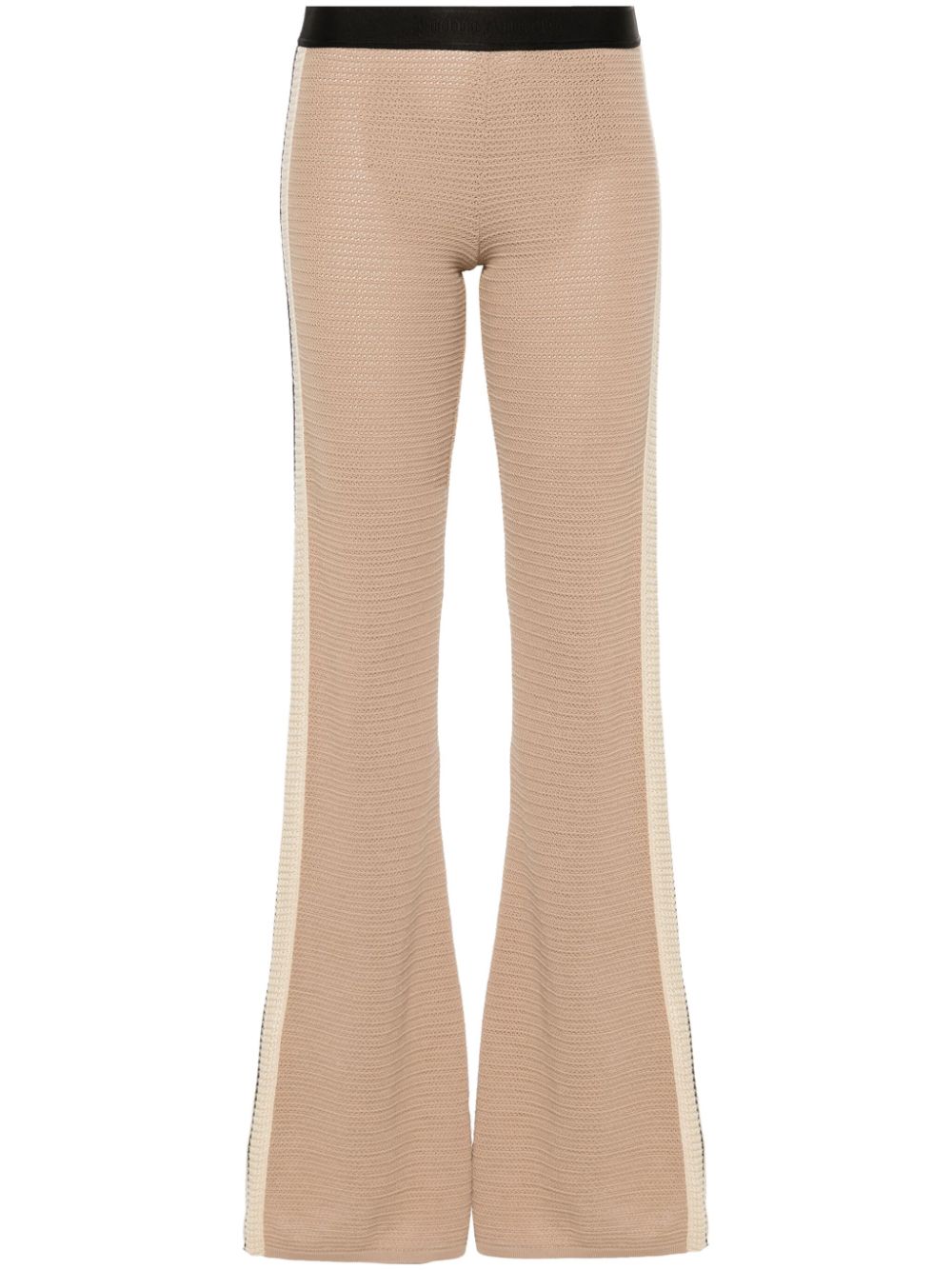 Palm Angels Logo-Tape Knitted Trousers — Beige