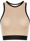 Palm Angels Logo-Tape Cropped Tank Top — Beige