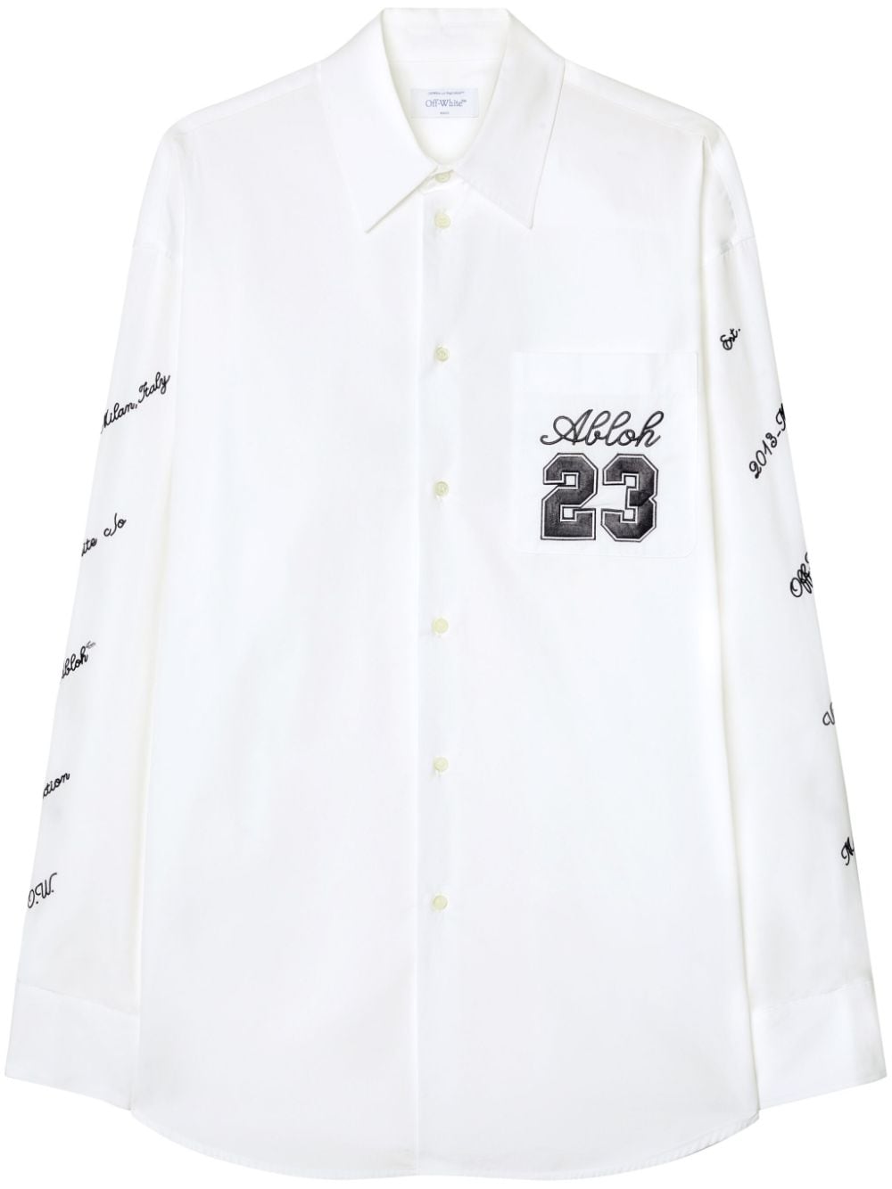 Off White Logo-Embroidered Cotton Shirt — White