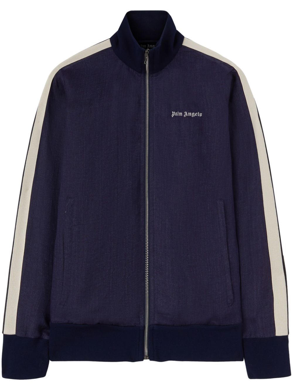Palm Angels Logo-Embroidered Linen Track Jacket — Navy