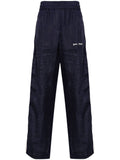 Palm Angels Logo-Embroidered Linen-Cotton Track Pants — Navy