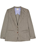 Alysi Striped Linen Blend Blazer — black