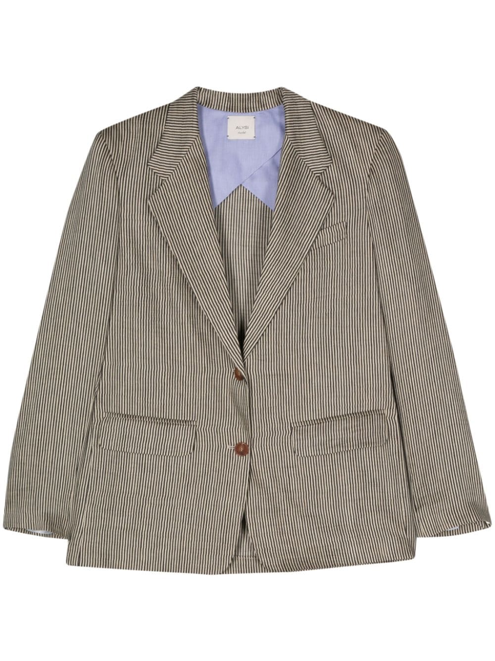 Alysi Striped Linen Blend Blazer — black