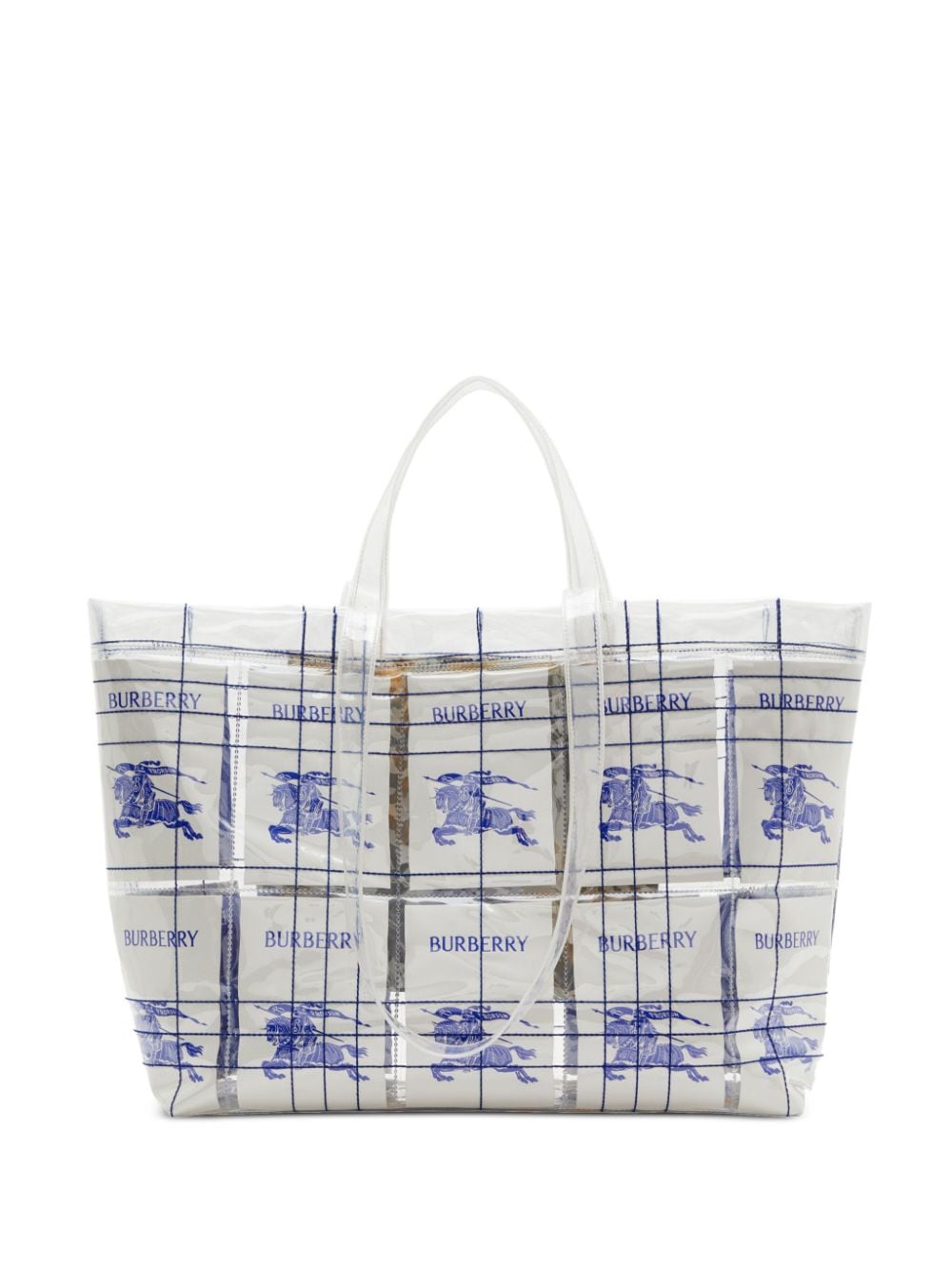 Burberry EKD Logo Transparent Tote Bag — White