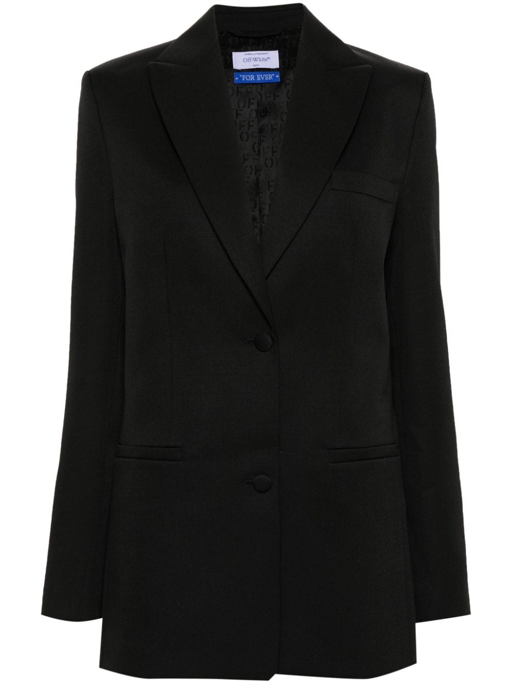 Off White Virgin Wool Blazer — Black