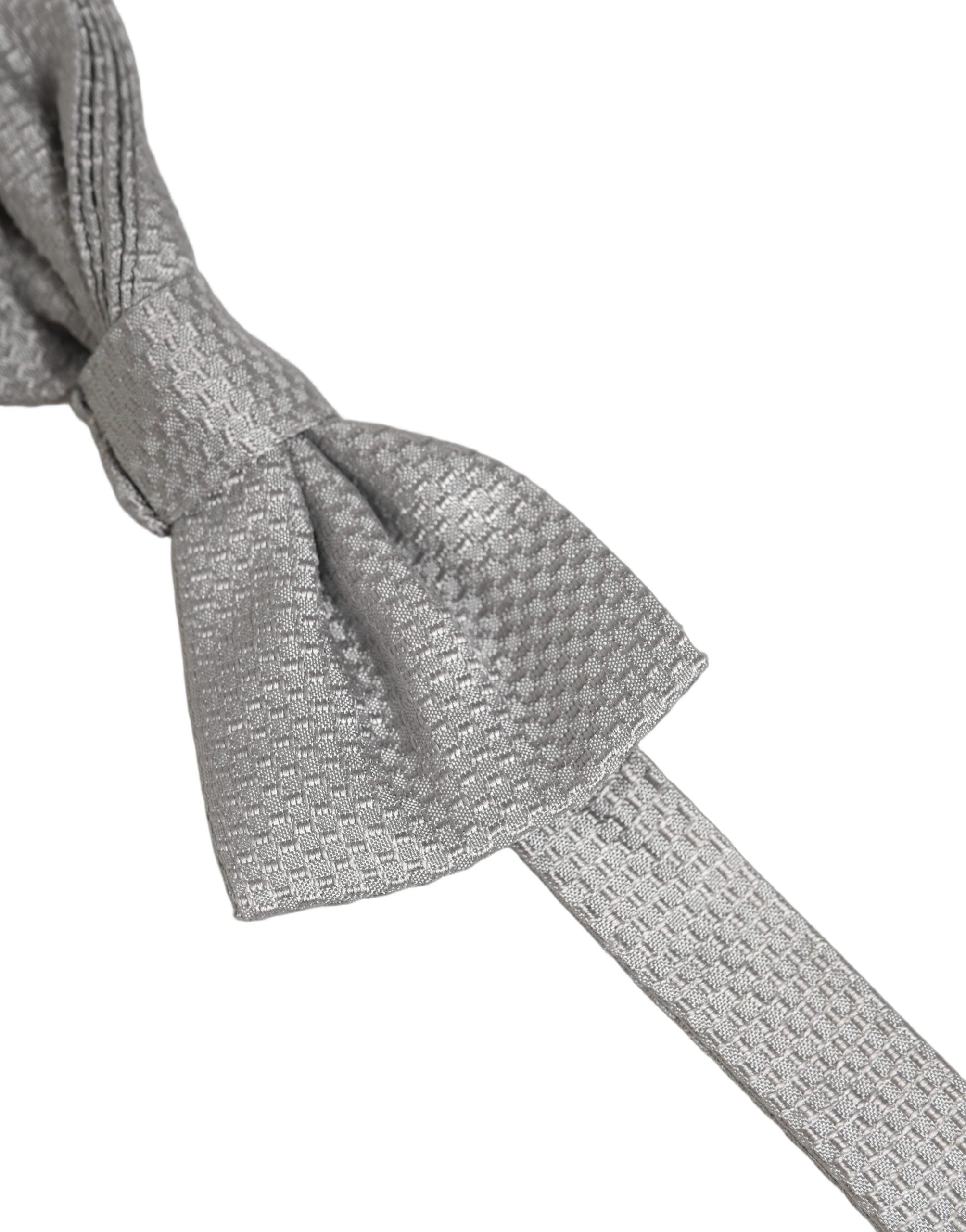 Dolce & Gabbana Silk Adjustable Neck Bow Tie — Gray