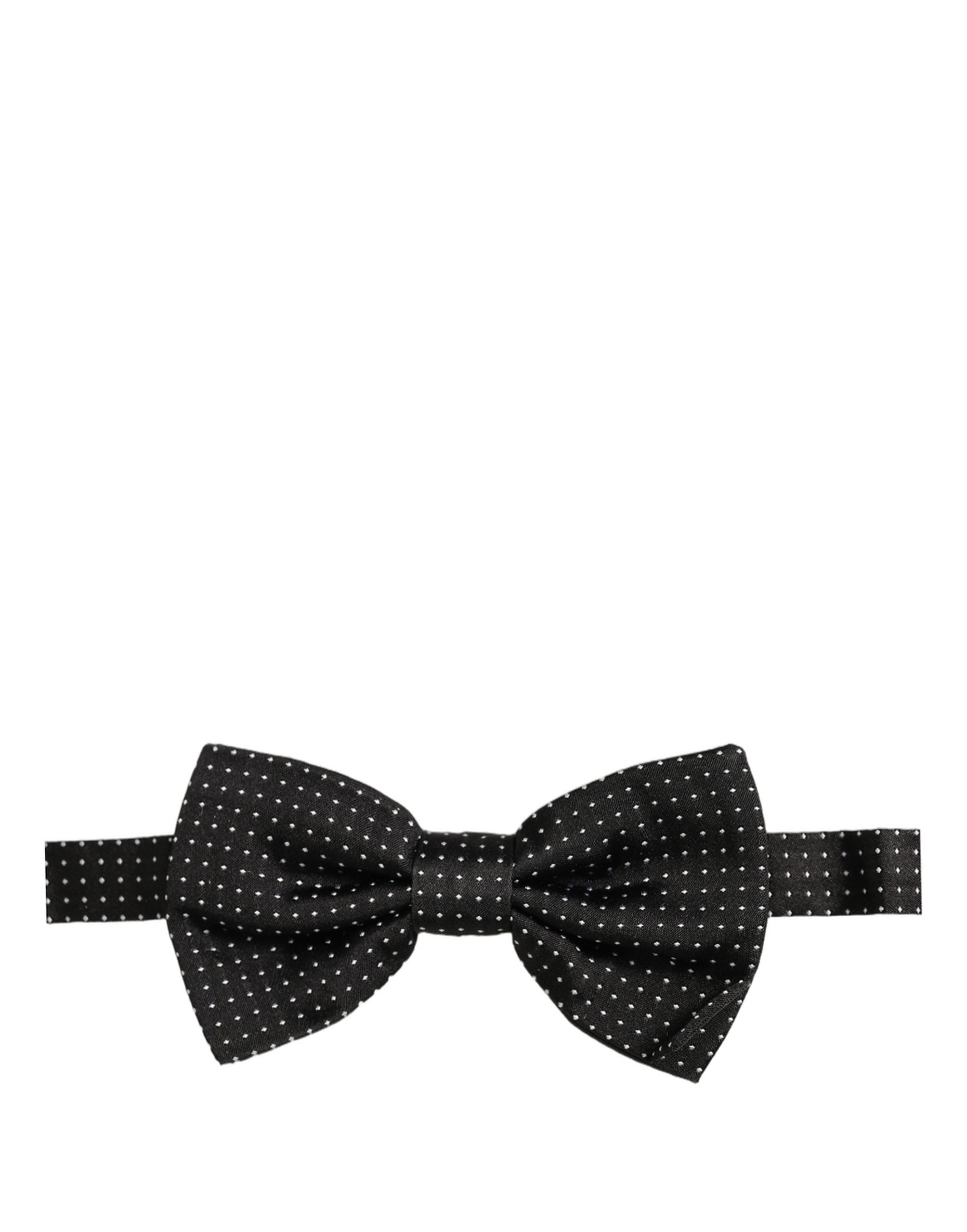 Dolce & Gabbana Polka-Dot Silk Bow Tie — Black