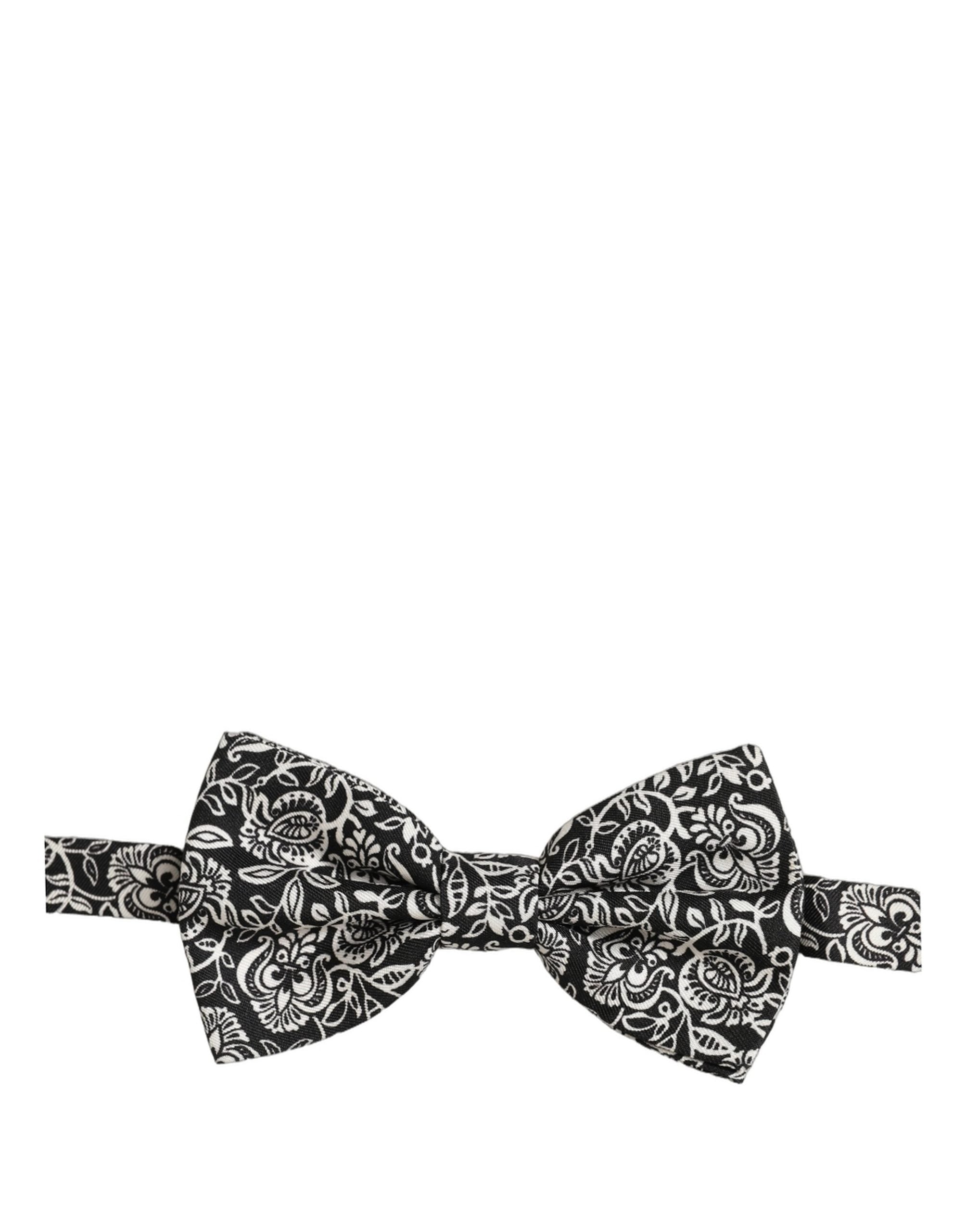 Dolce & Gabbana Paisley Silk Bow Tie — Black