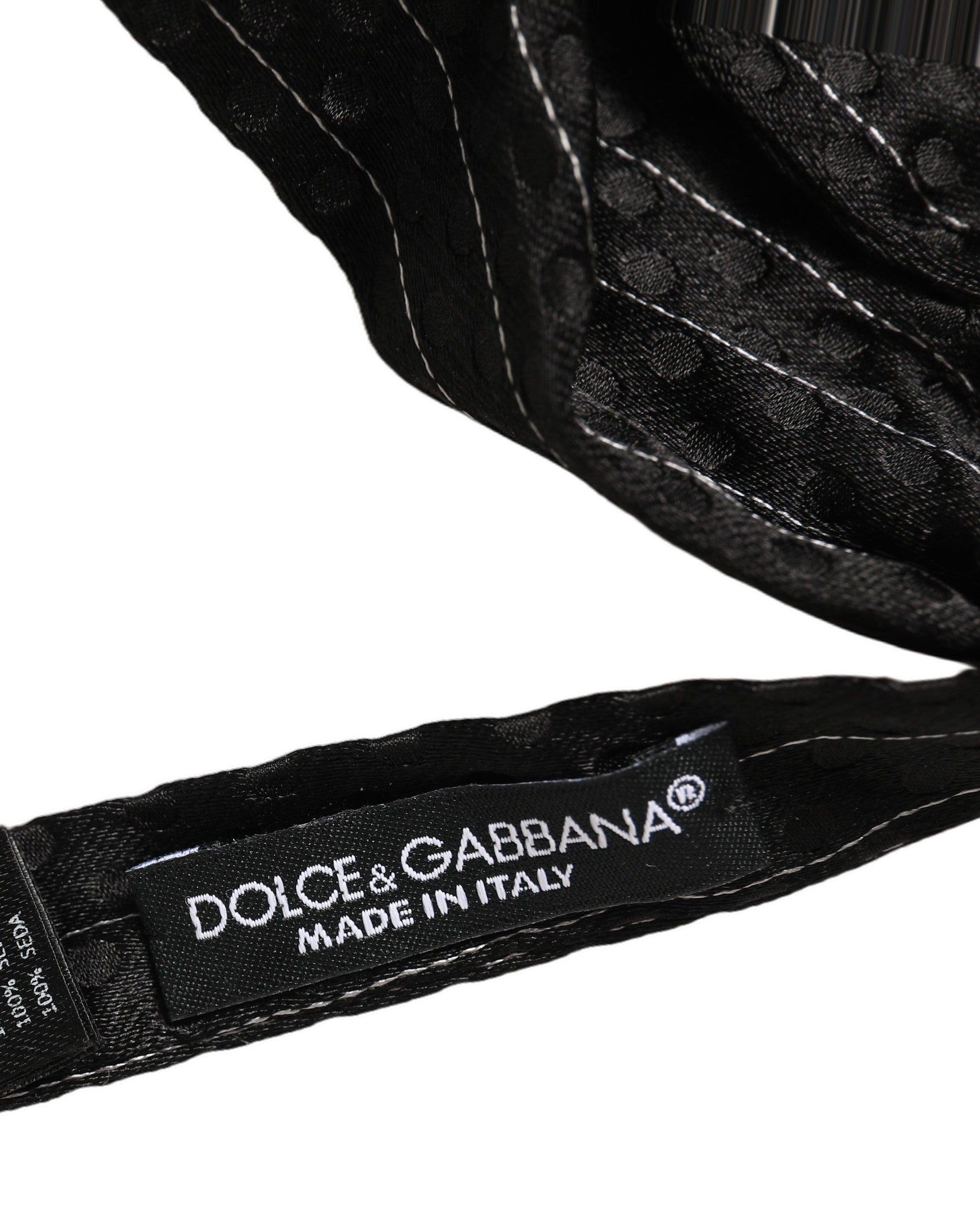 Dolce & Gabbana Silk Pinstripe Bow Tie — Black